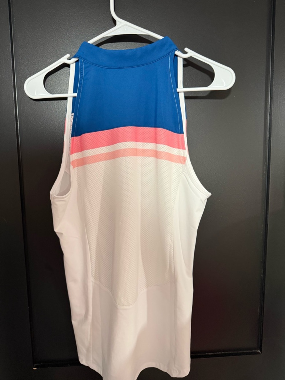 Penguin Sleeveless Golf Polo in Blue, Pink & White - Picture 2 of 4